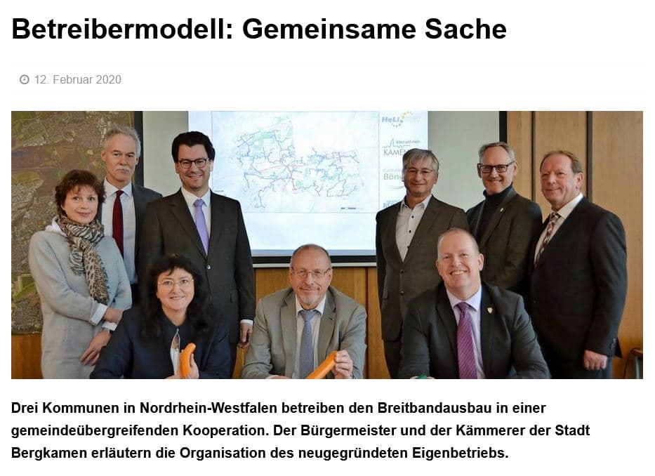 Gemeinsamer Breitbandausbau in Bergkamen, Kamen und Bönen