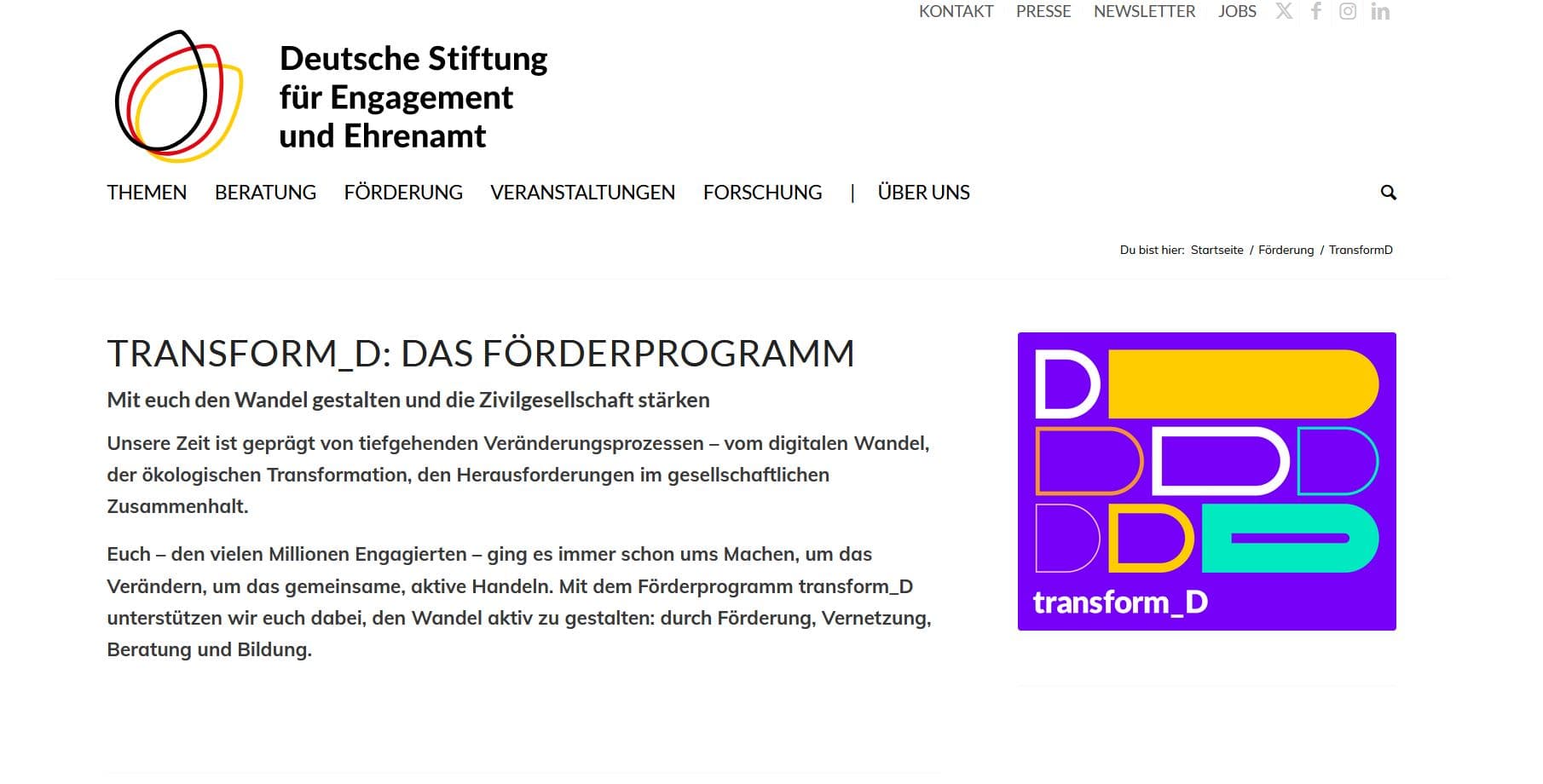 Förderprogramm "TransformD"